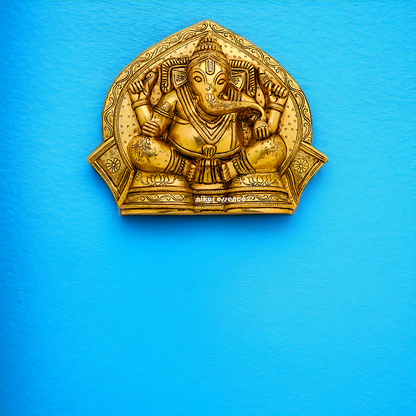 Brass Ganesha beautiful wall Hanging plate - 11.5 Inches