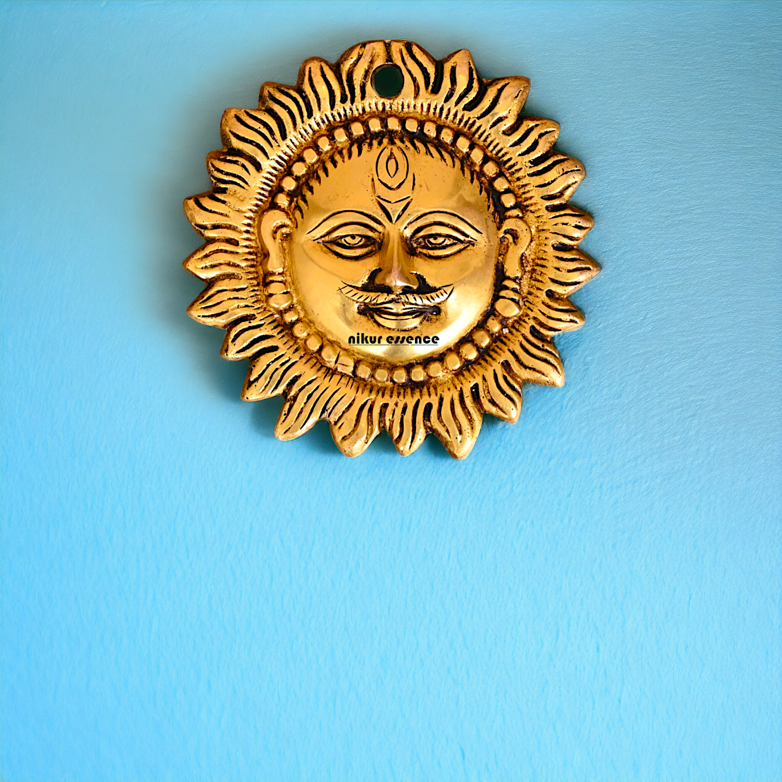 Brass Sun face wall Hanging plate - 4.2 Inches