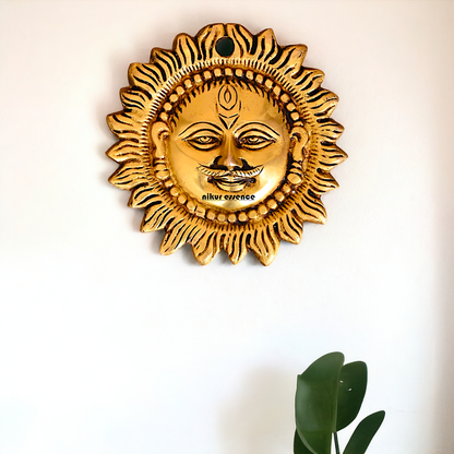 Brass Sun face wall Hanging plate - 4.2 Inches