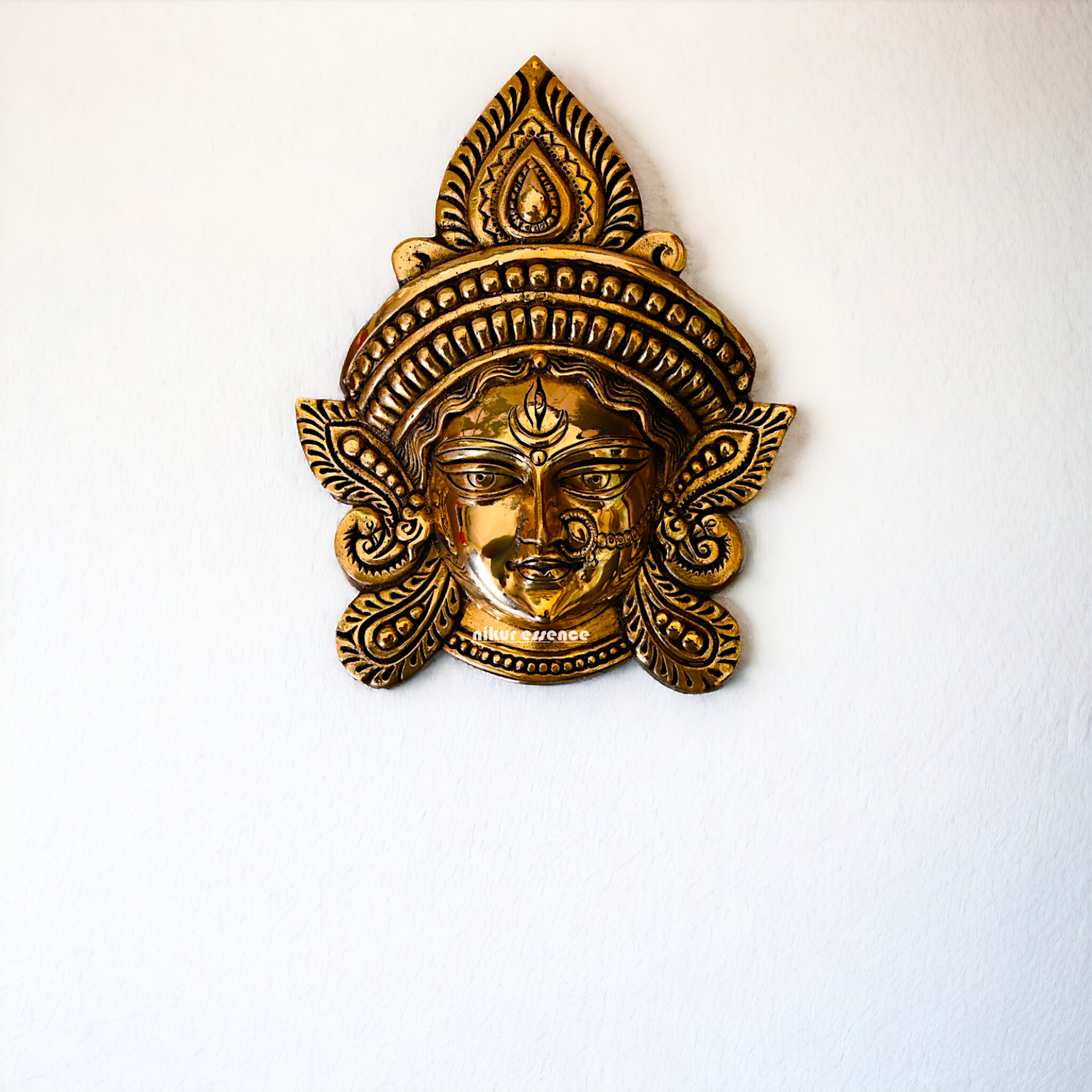 Pure Brass Durga face wall Hanging plate - 10 Inches