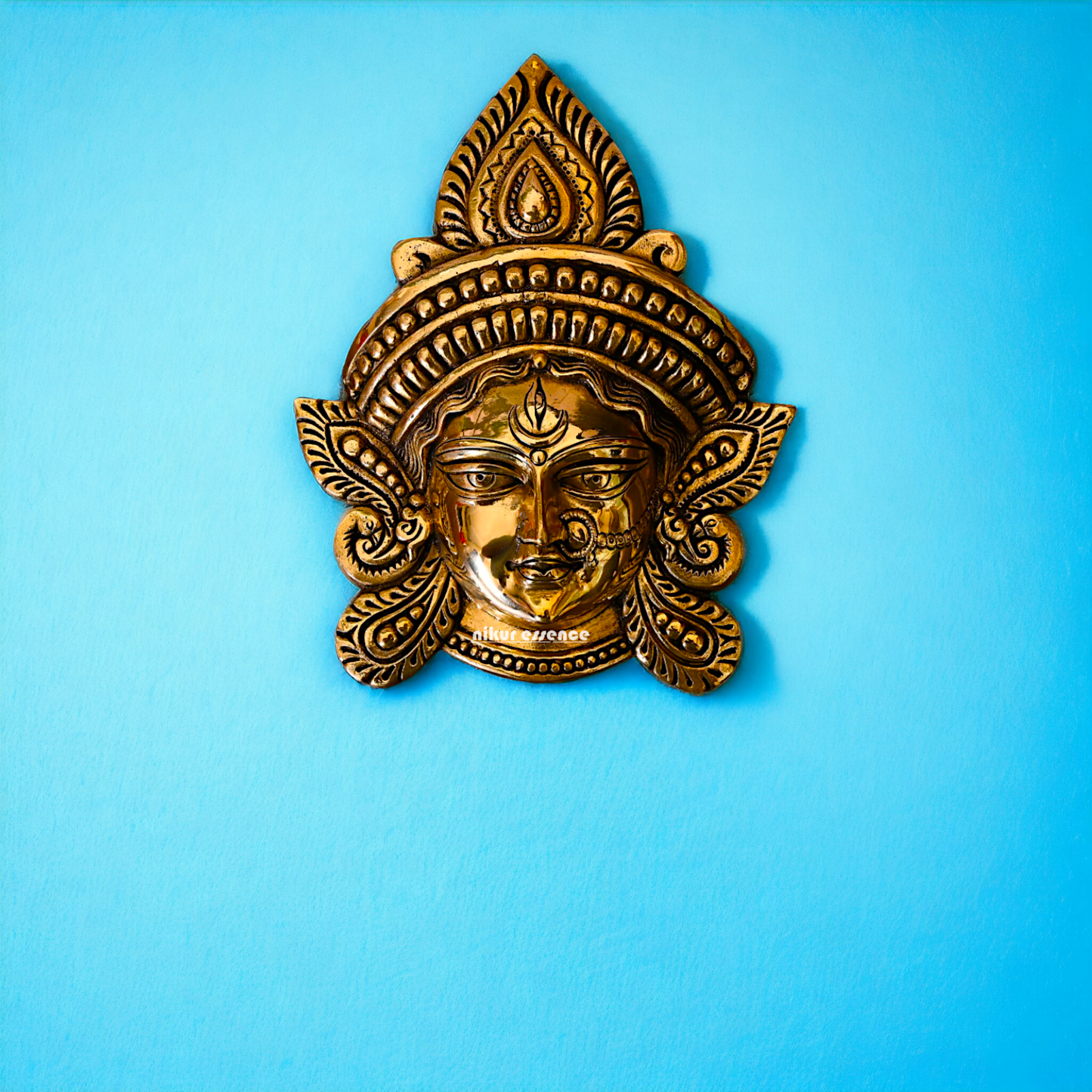 Pure Brass Durga face wall Hanging plate - 10 Inches