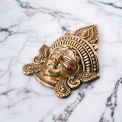 Pure Brass Durga face wall Hanging plate - 10 Inches