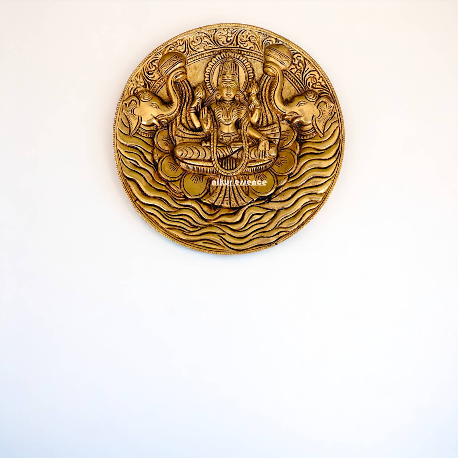 Pure Brass Gaja Lakshmi wall Hanging plate - 7.5 Inches