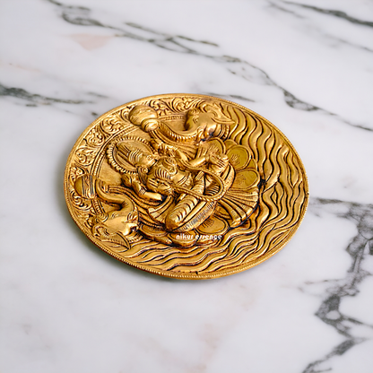 Pure Brass Gaja Lakshmi wall Hanging plate - 7.5 Inches