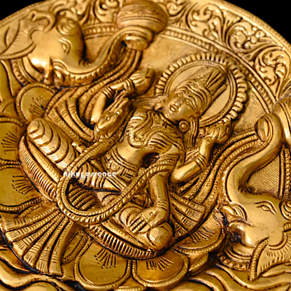 Pure Brass Gaja Lakshmi wall Hanging plate - 7.5 Inches