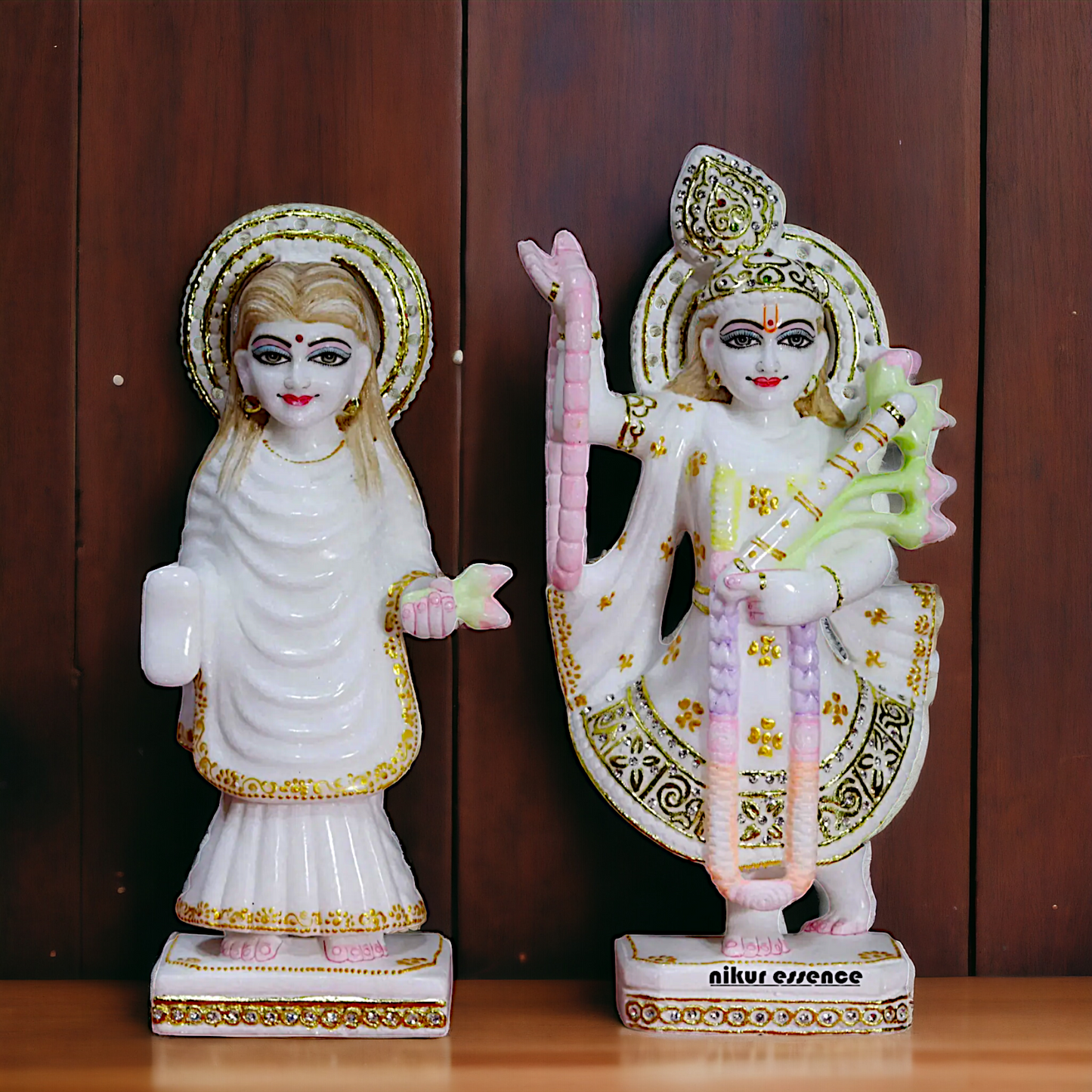 Marble Yamuna ji And Mahaprabhu statue - 15 Inches