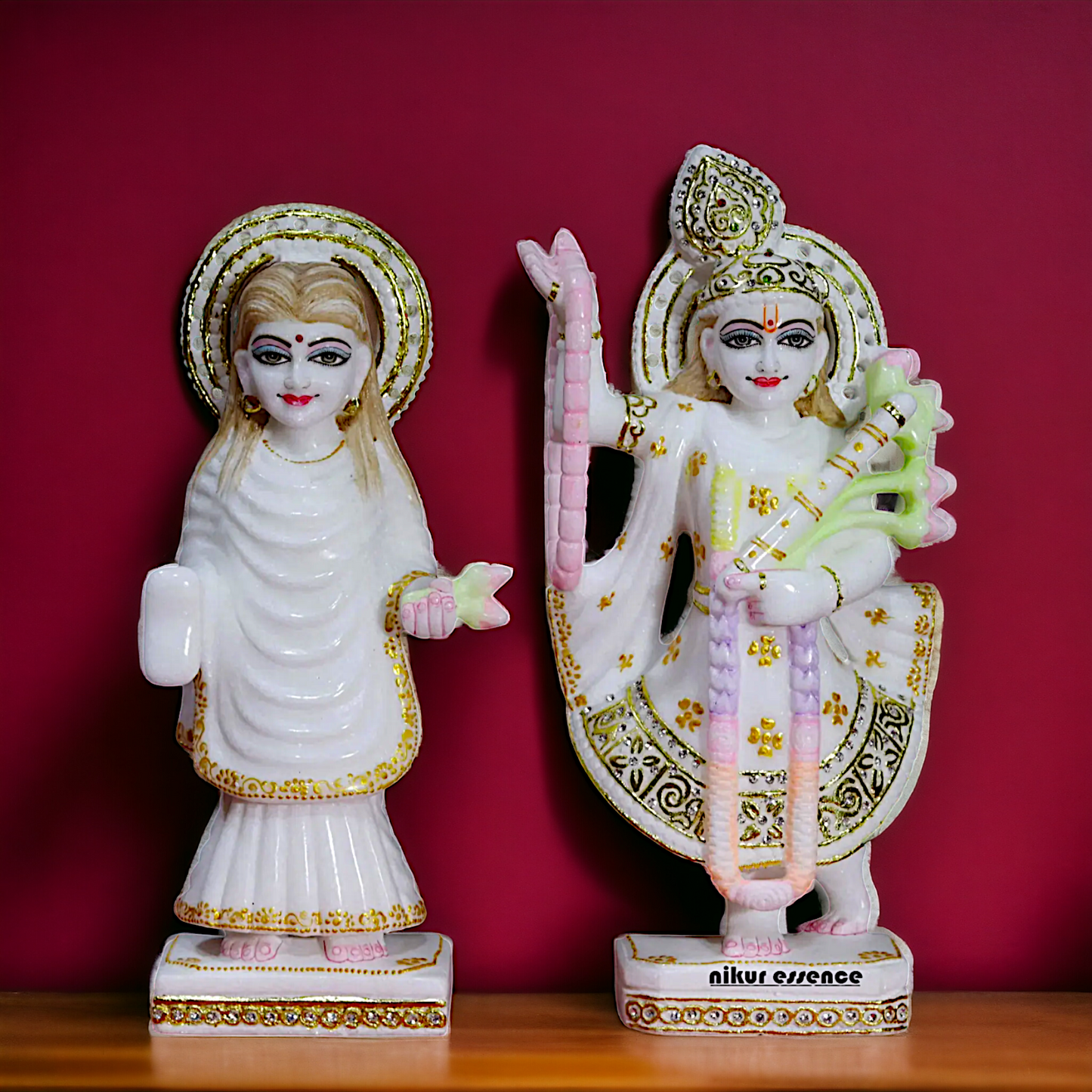 Marble Yamuna ji And Mahaprabhu statue - 15 Inches