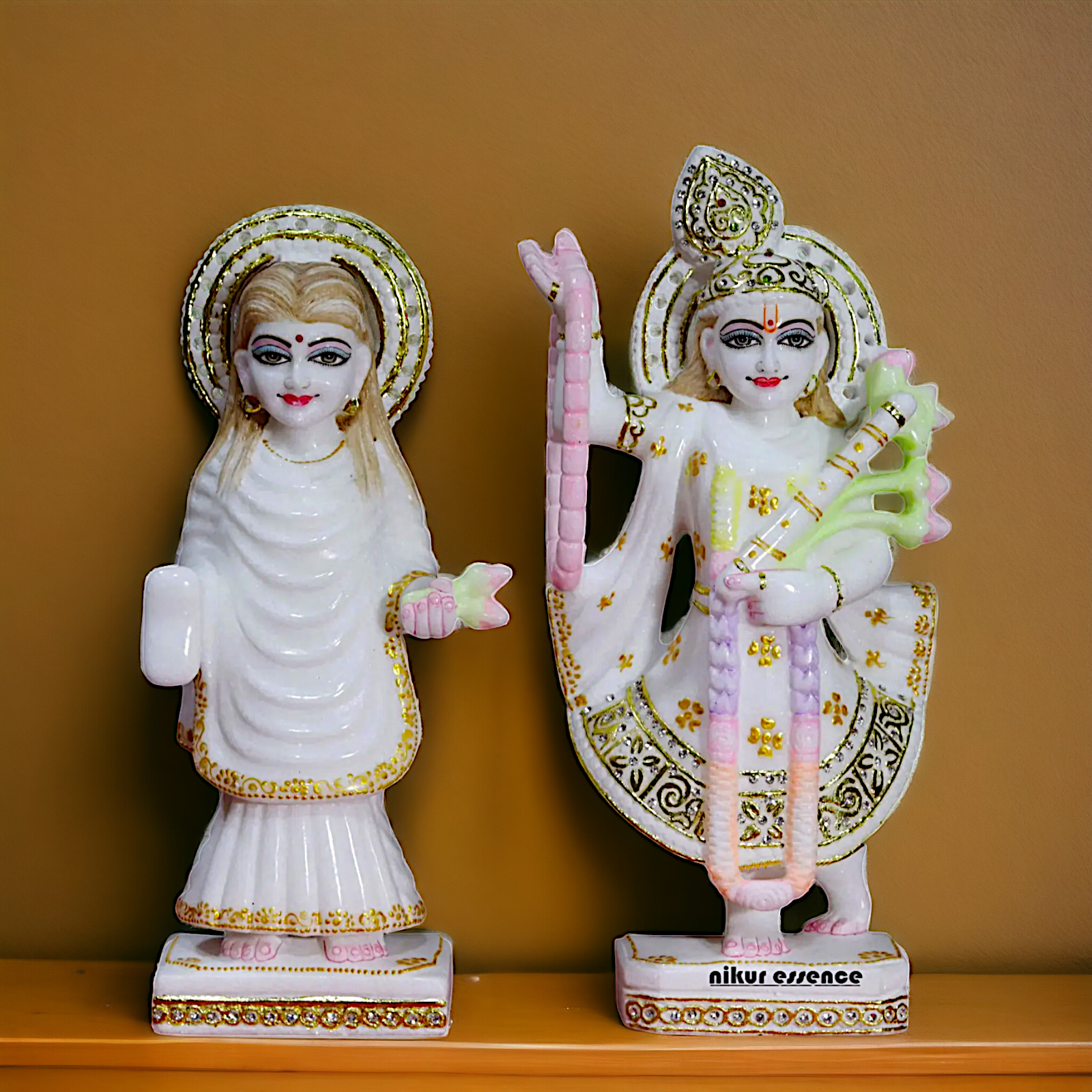 Marble Yamuna ji And Mahaprabhu statue - 15 Inches