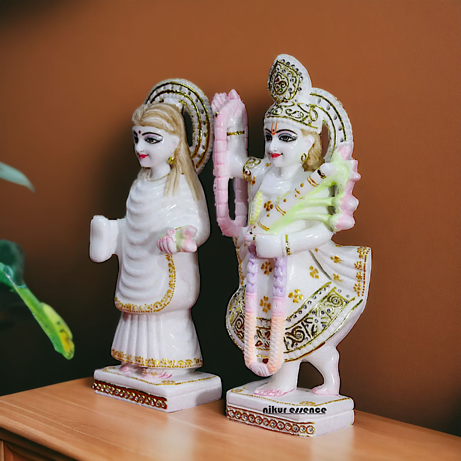 Marble Yamuna ji And Mahaprabhu statue - 15 Inches