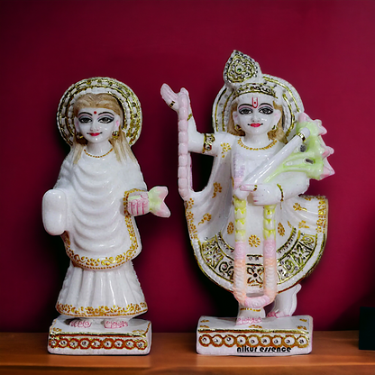 Goddess Yamuna And Mahaprabhu ji Marble idol - 12 Inches