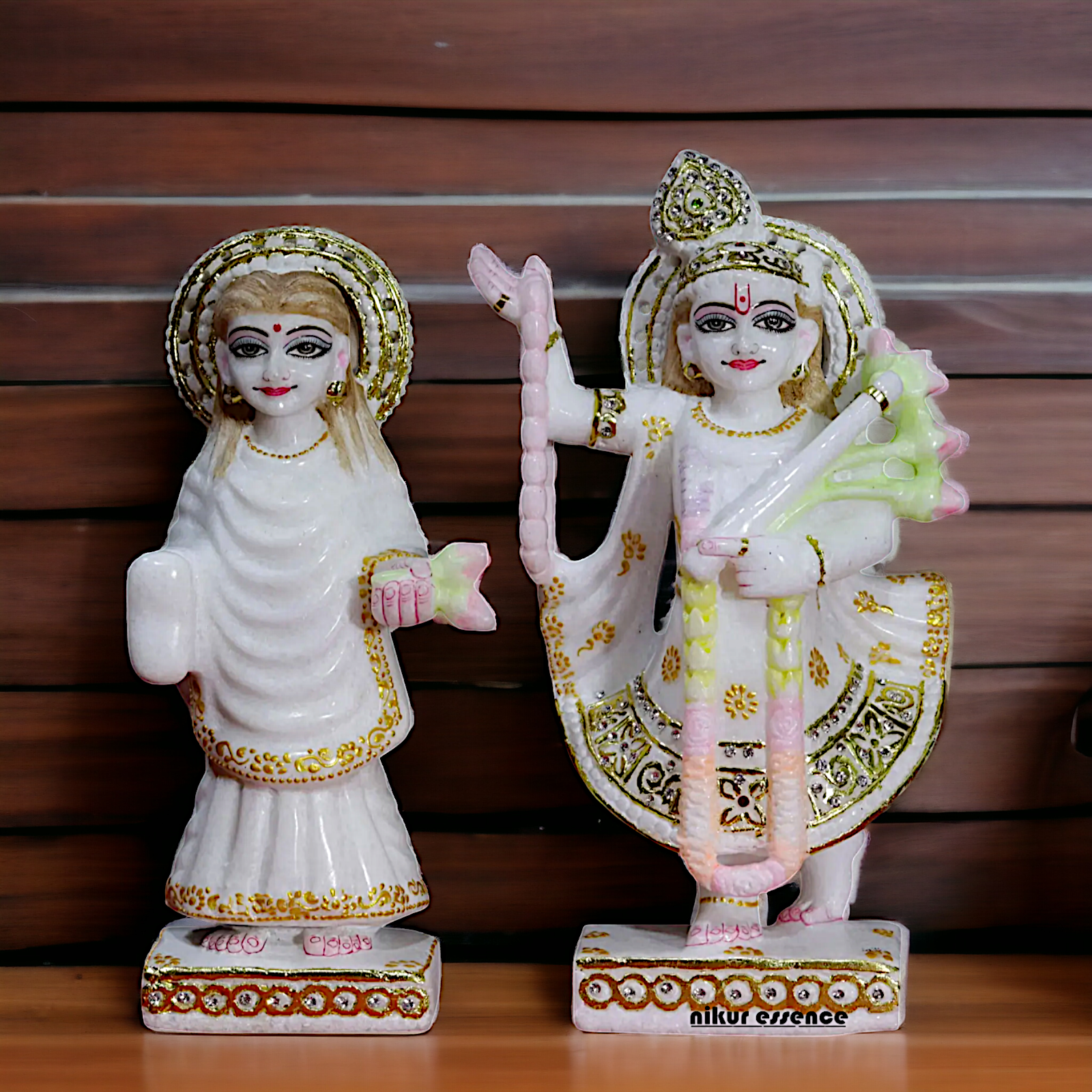 Goddess Yamuna And Mahaprabhu ji Marble idol - 12 Inches