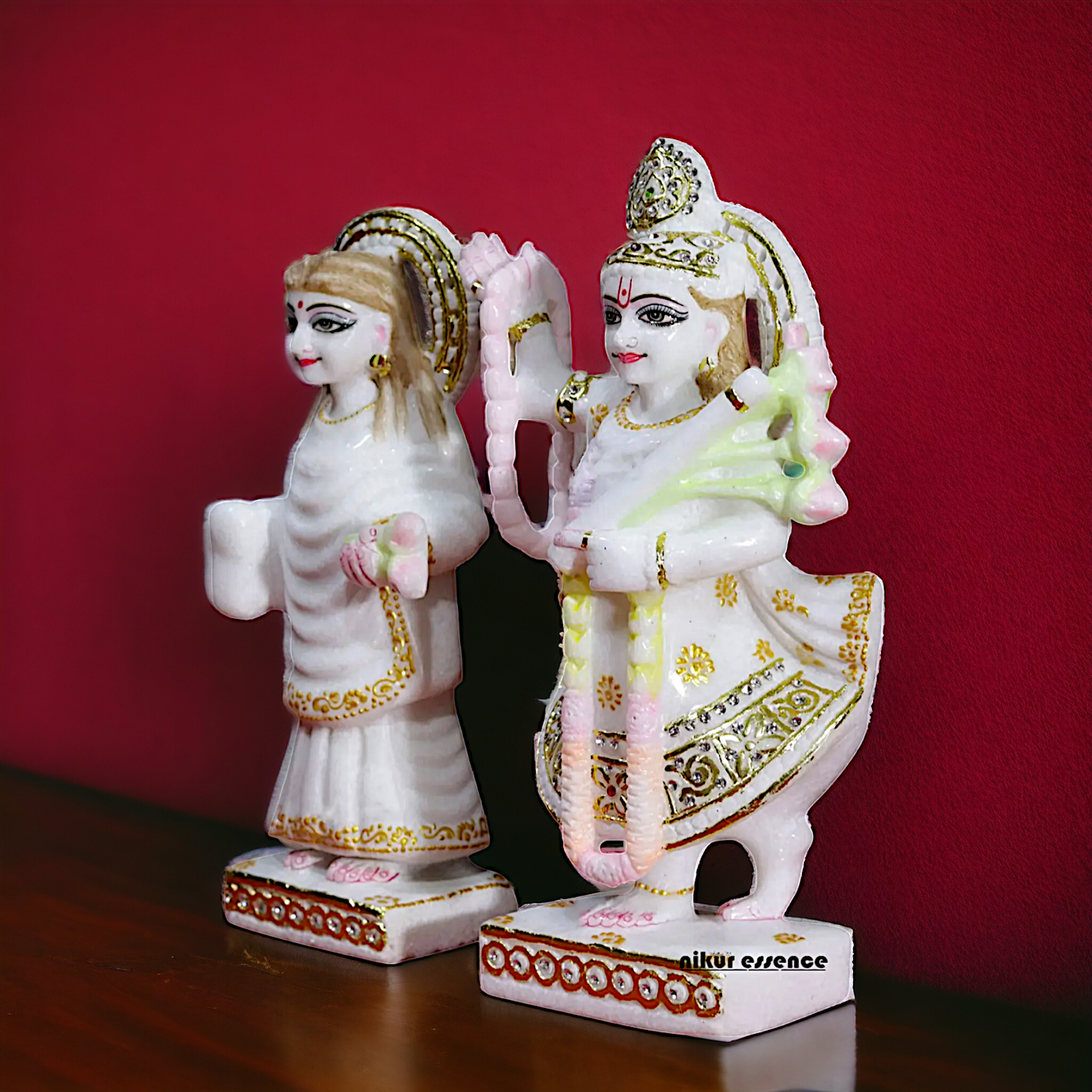 Goddess Yamuna And Mahaprabhu ji Marble idol - 12 Inches