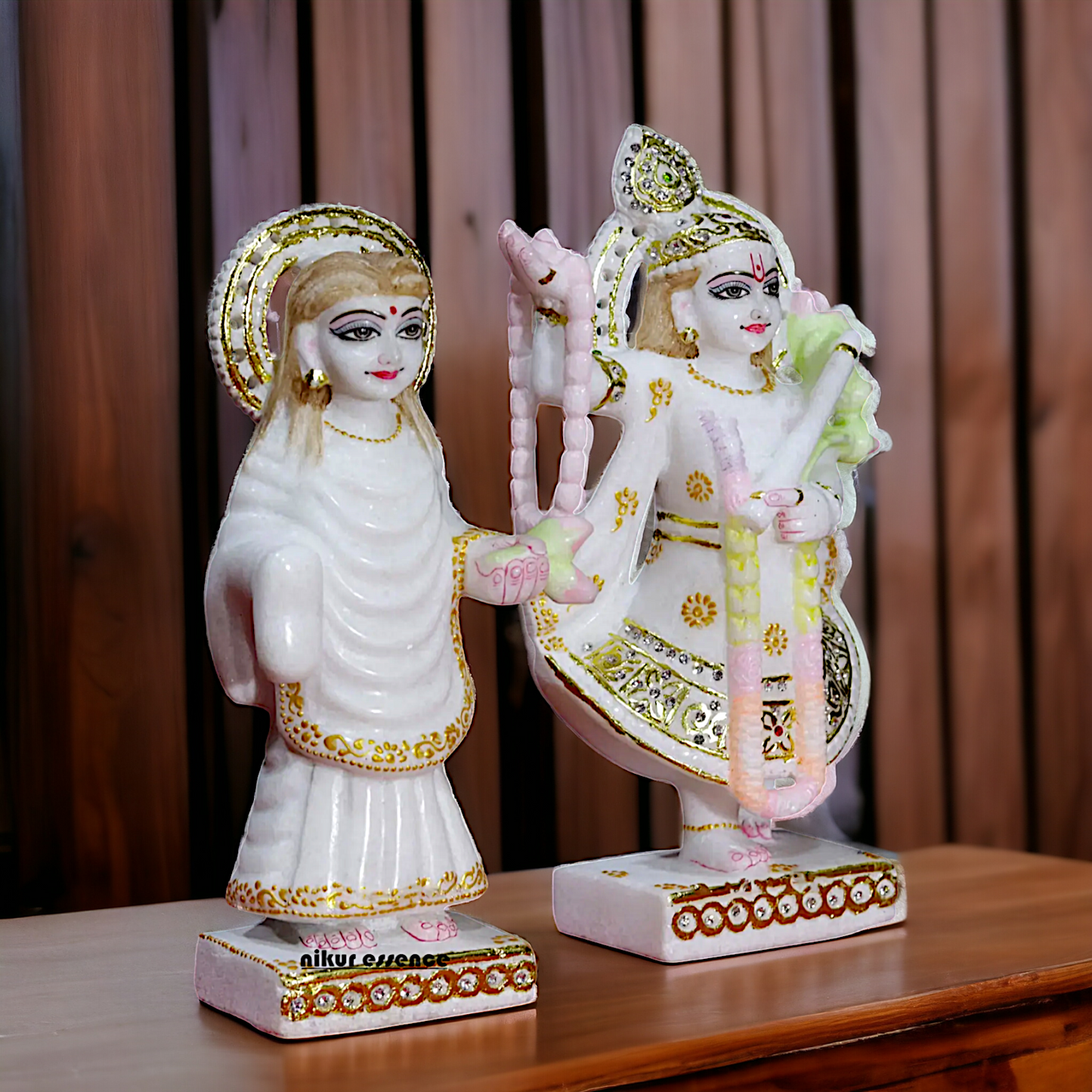 Goddess Yamuna And Mahaprabhu ji Marble idol - 12 Inches