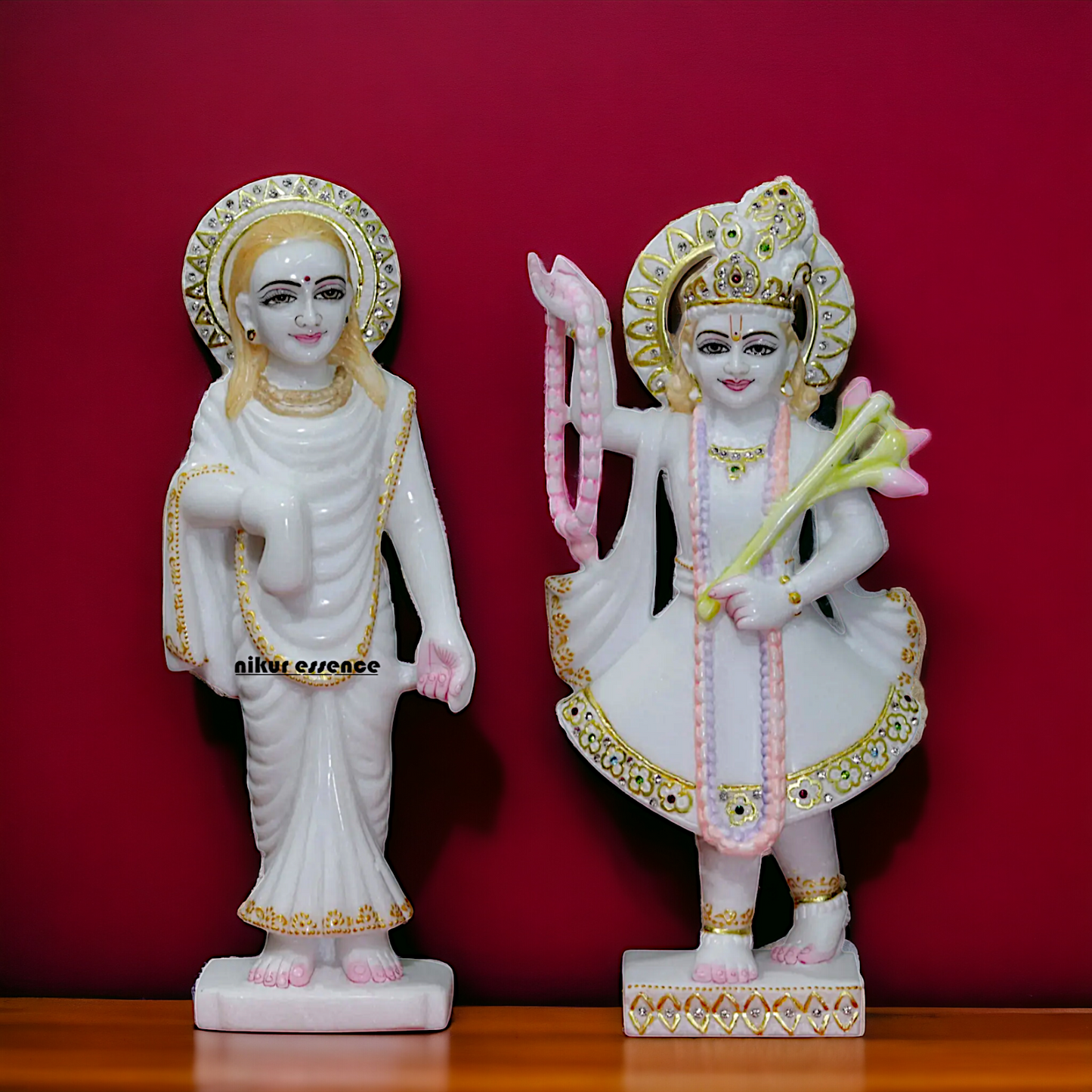 Yamuna with Mahaprabhu ji Marble statue - 15 Inches