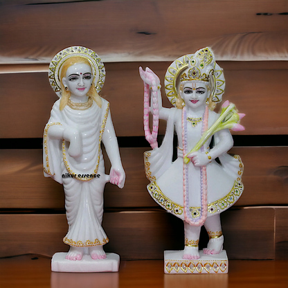 Yamuna with Mahaprabhu ji Marble statue - 15 Inches