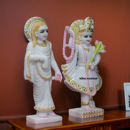 Yamuna with Mahaprabhu ji Marble statue - 15 Inches