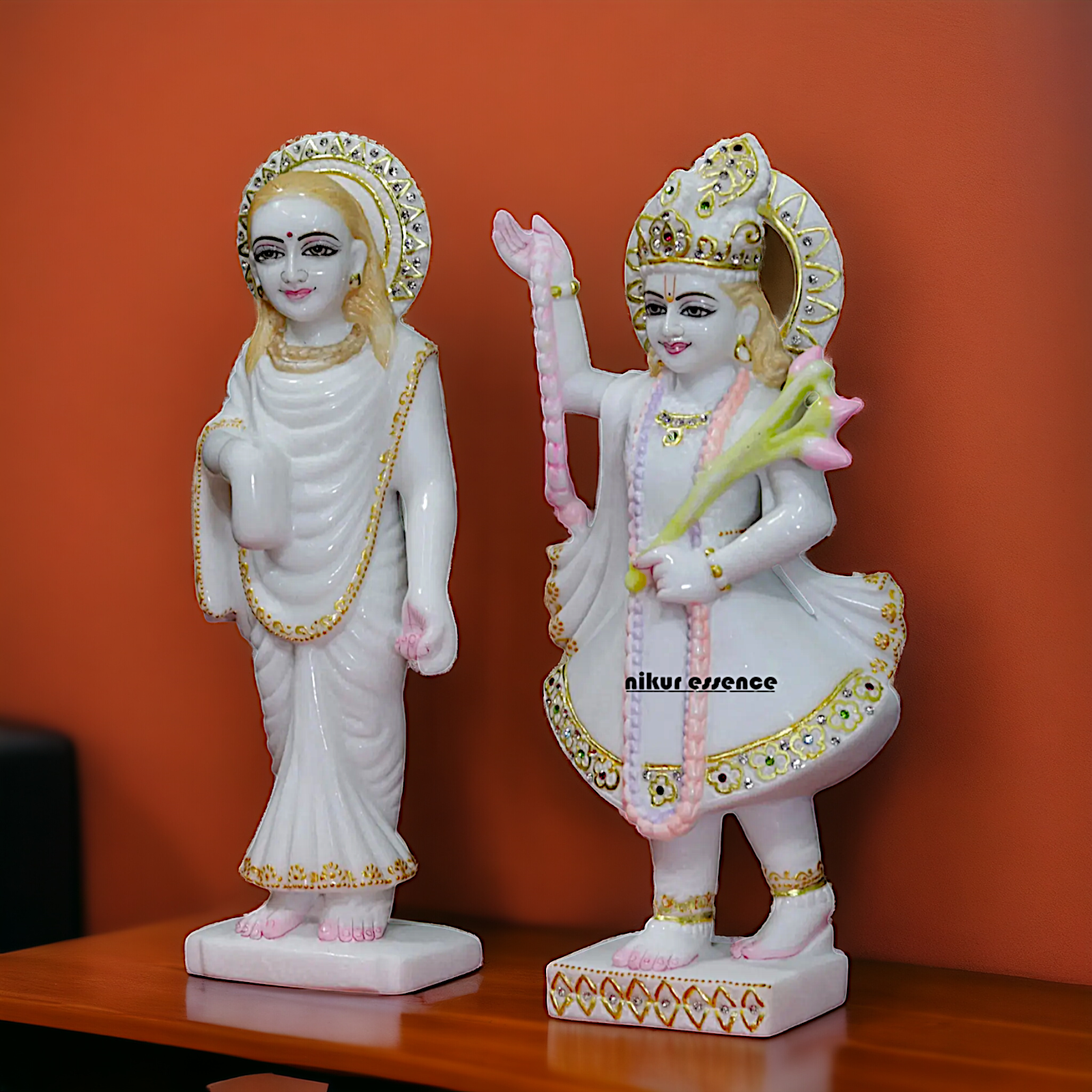 Yamuna with Mahaprabhu ji Marble statue - 15 Inches