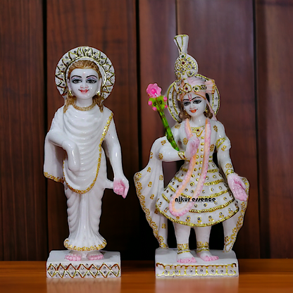 Yamuna maa with Mahaprabhu ji beautiful Marble idol - 15 Inches