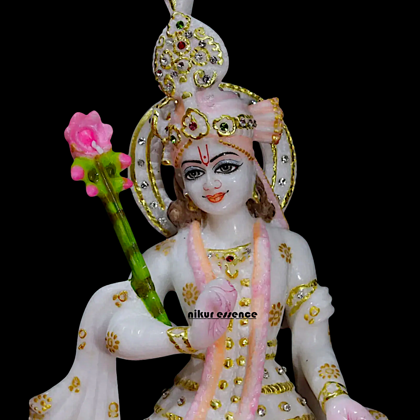 Yamuna maa with Mahaprabhu ji beautiful Marble idol - 15 Inches