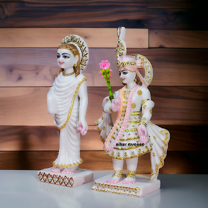 Yamuna maa with Mahaprabhu ji beautiful Marble idol - 15 Inches