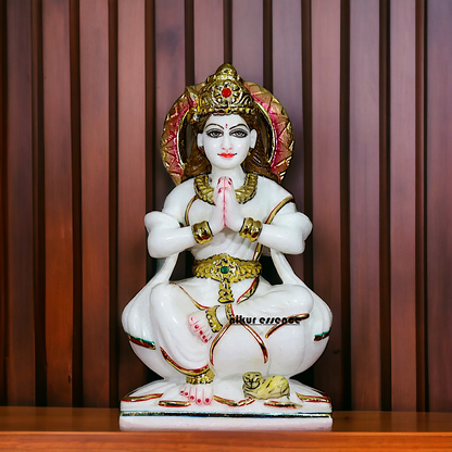 Parvati Gauri Devi seated on Lotus Marble idol - 12 inches