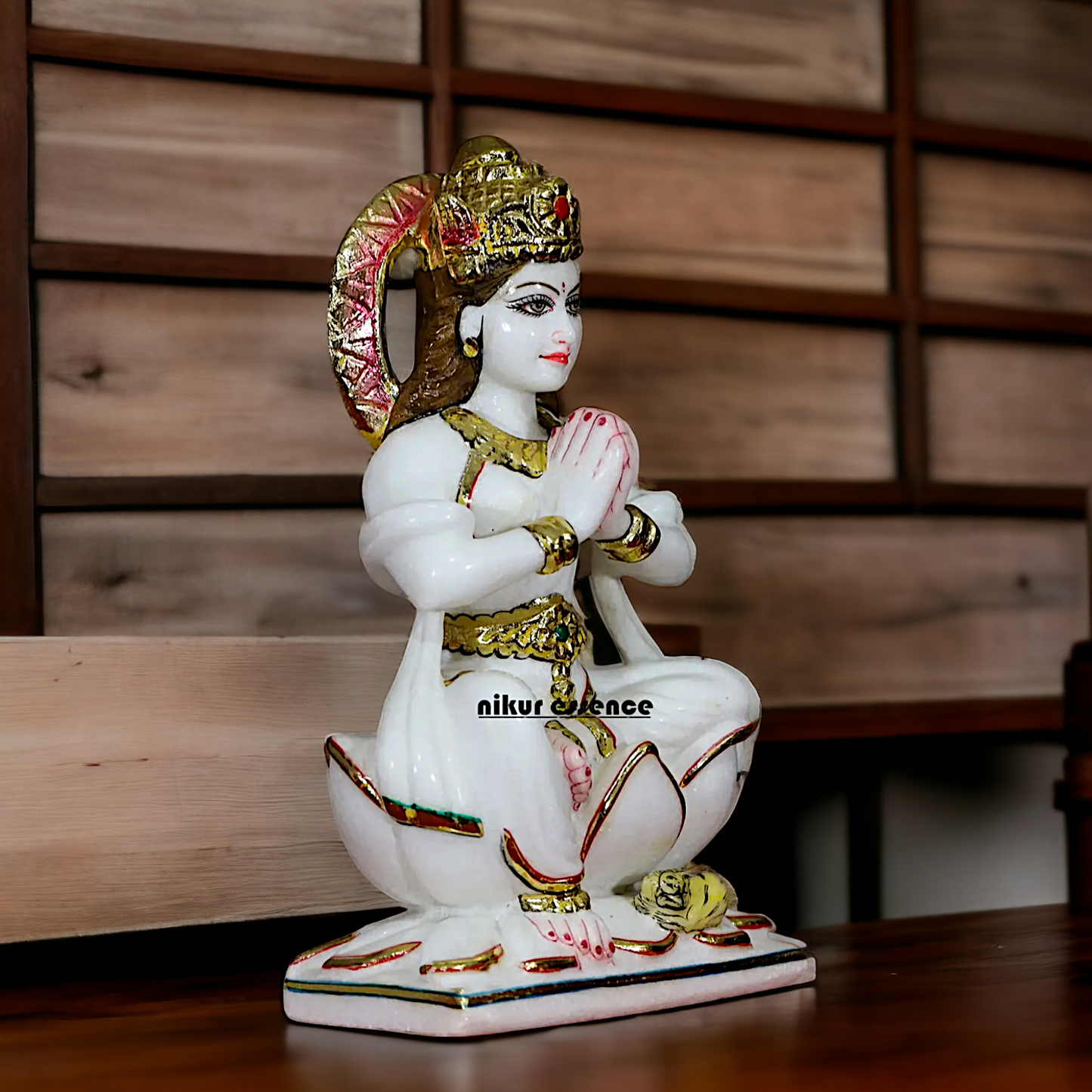 Parvati Gauri Devi seated on Lotus Marble idol - 12 inches