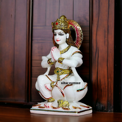 Parvati Gauri Devi seated on Lotus Marble idol - 12 inches