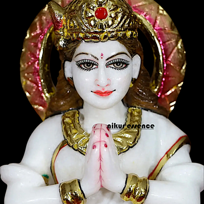 Parvati Gauri Devi seated on Lotus Marble idol - 12 inches