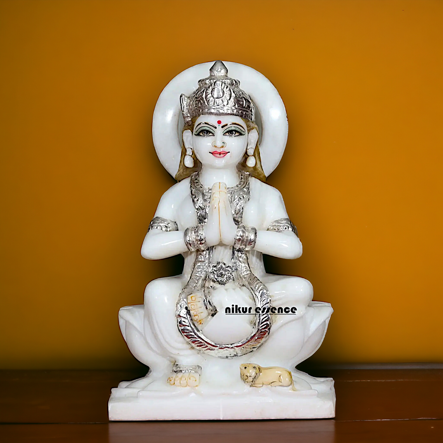 Parvati Devi seated on Lotus Marble idol - 12 inches