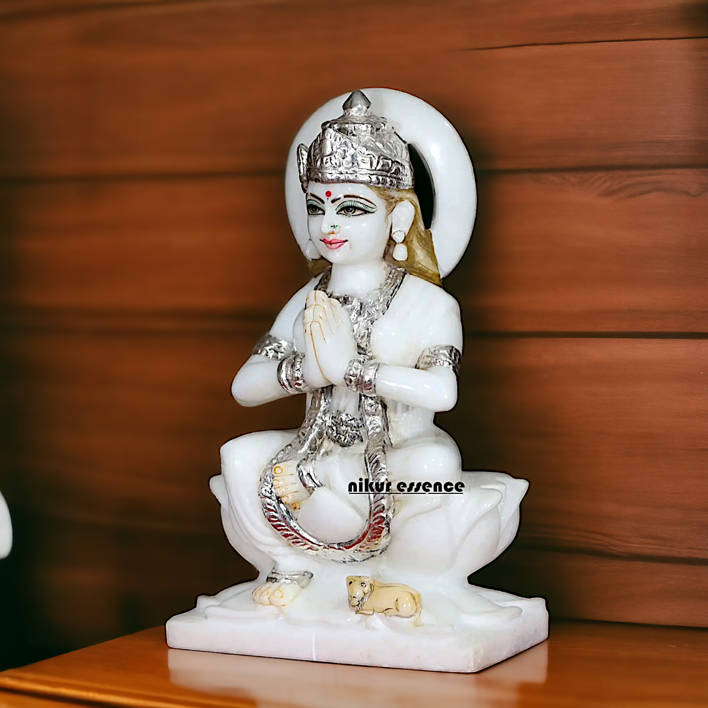 Parvati Devi seated on Lotus Marble idol - 12 inches