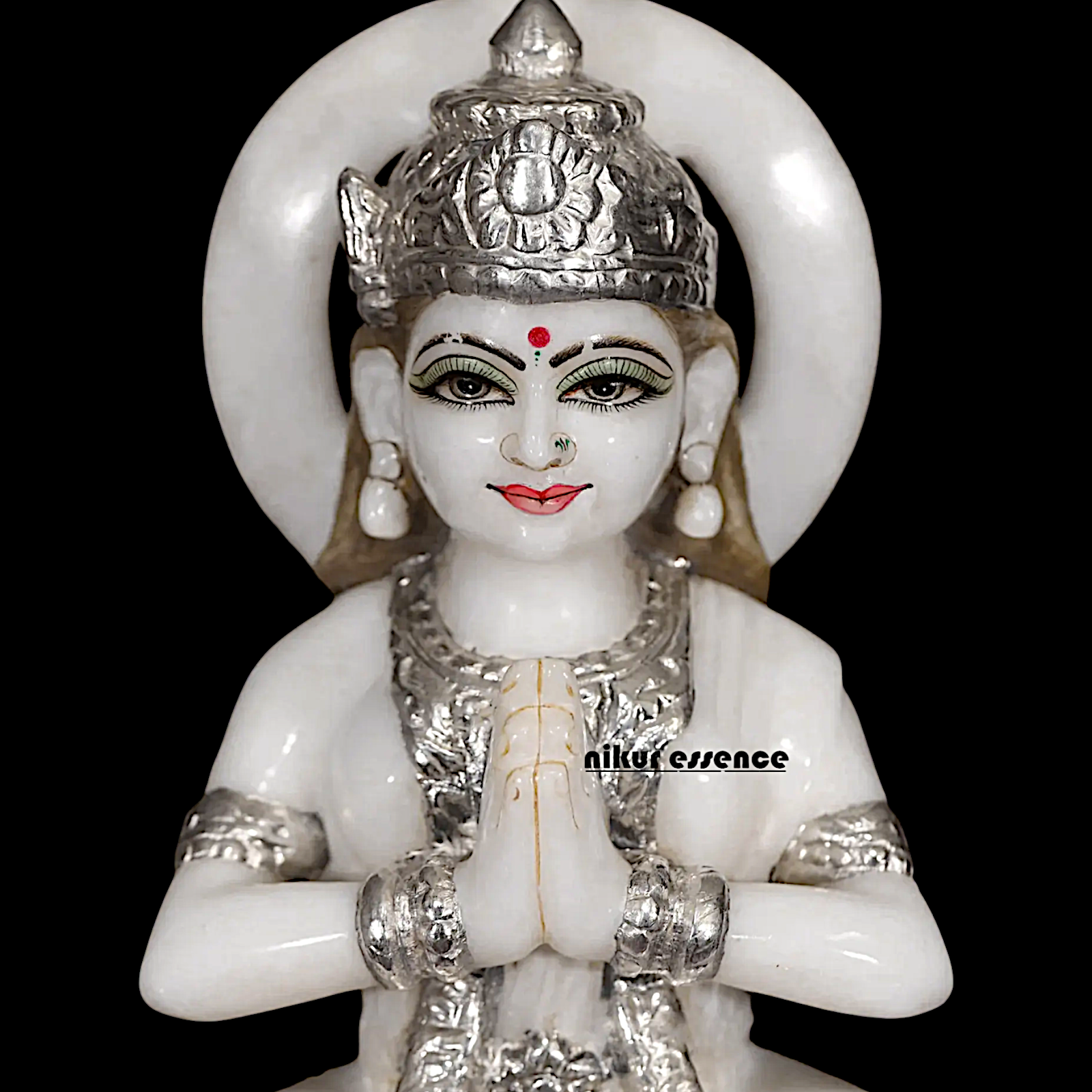 Parvati Devi seated on Lotus Marble idol - 12 inches