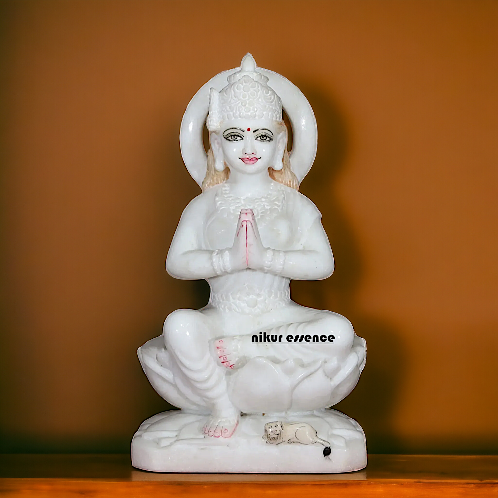 Maa Parvati sitting on Lotus Marble idol - 15 inches