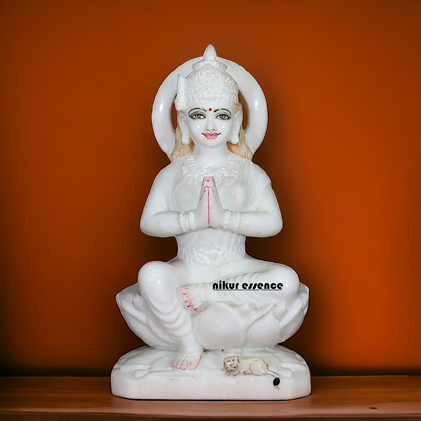 Maa Parvati sitting on Lotus Marble idol - 15 inches