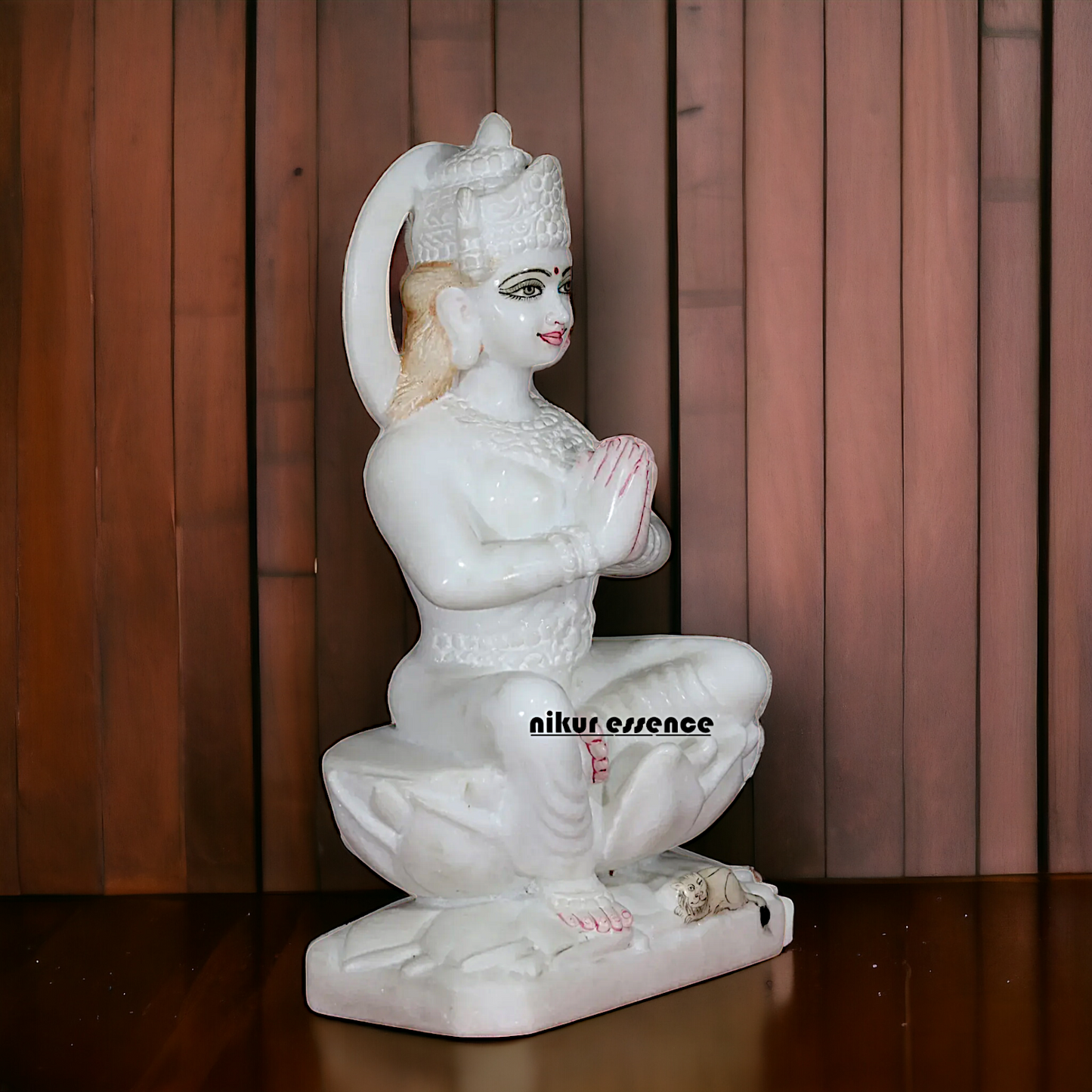 Maa Parvati sitting on Lotus Marble idol - 15 inches