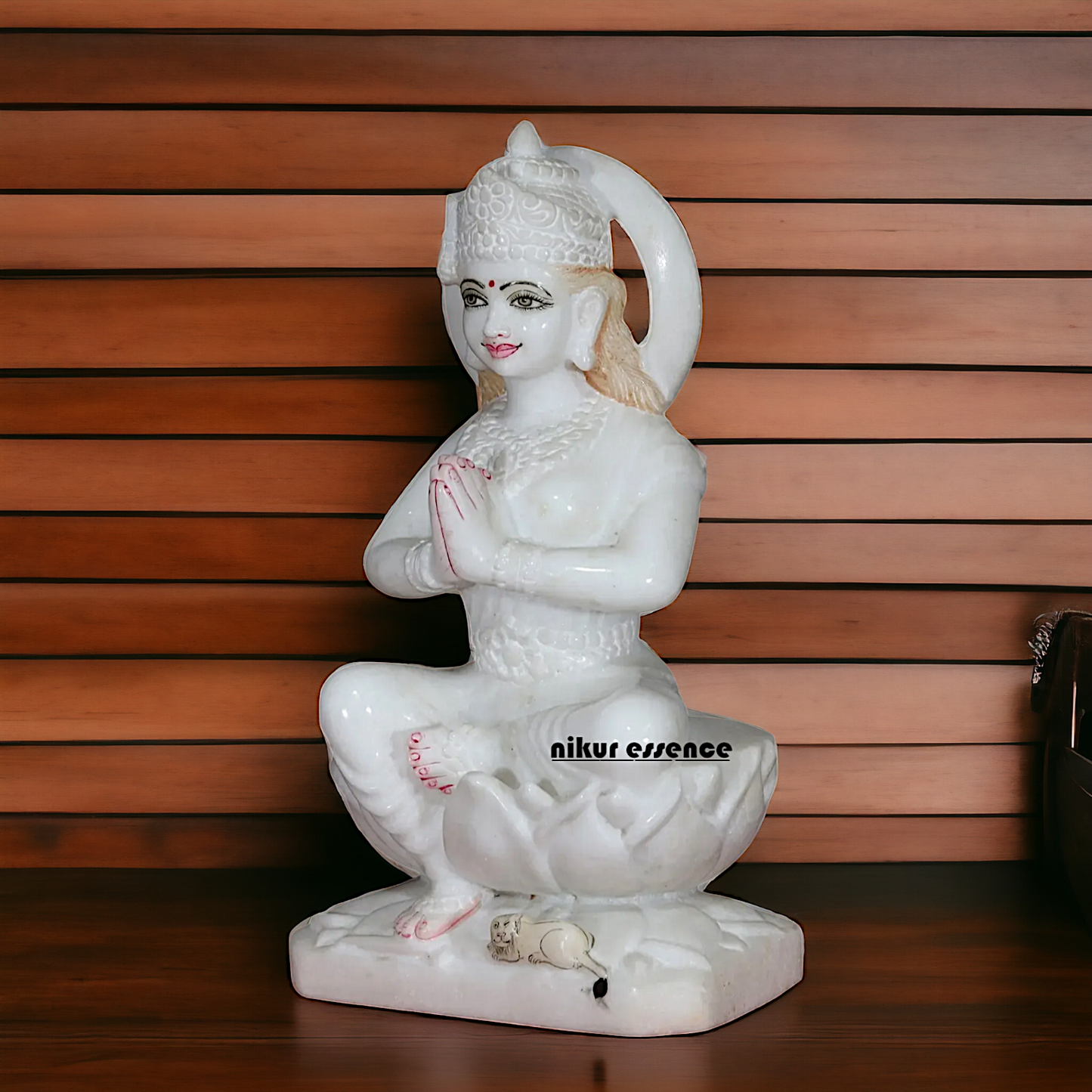 Maa Parvati sitting on Lotus Marble idol - 15 inches