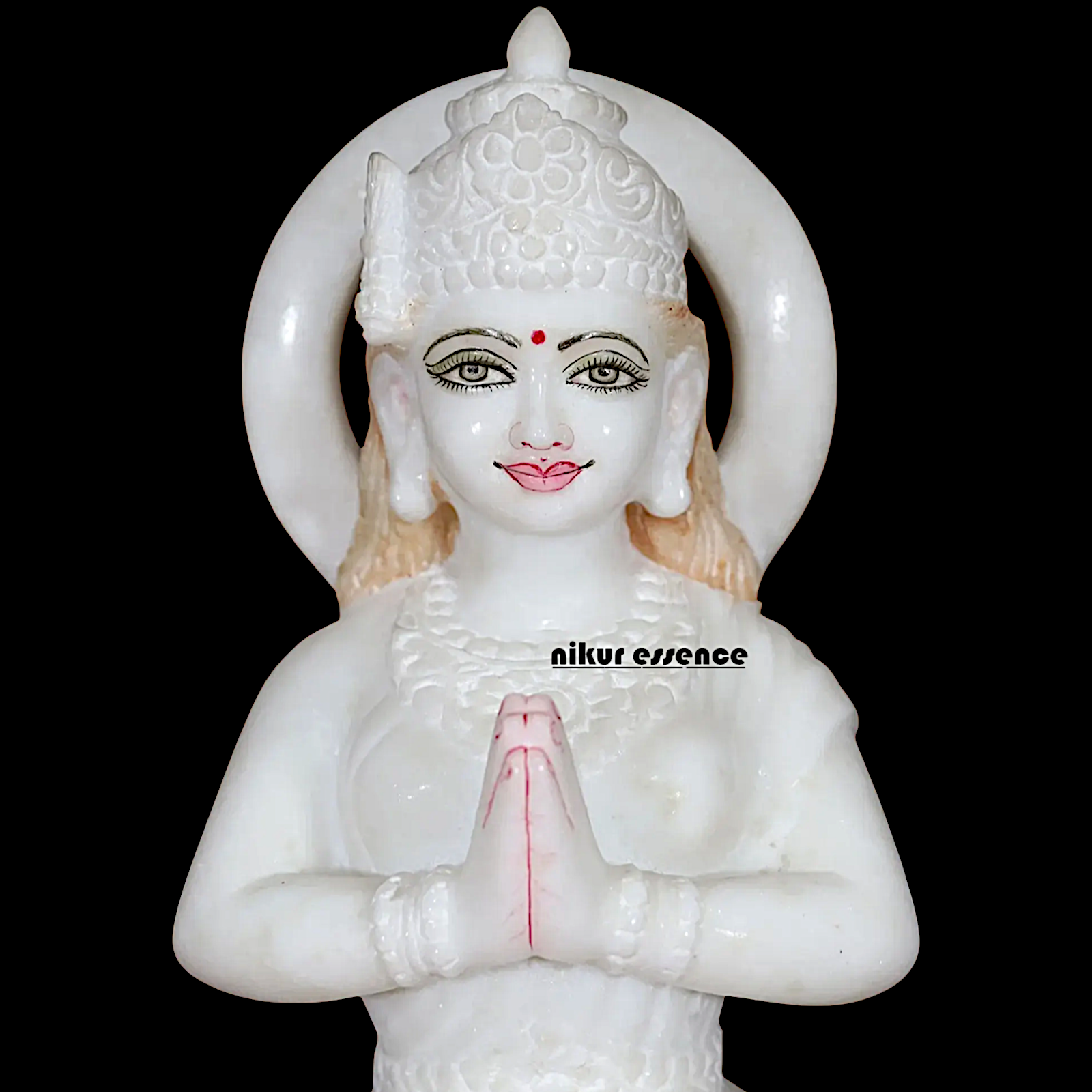 Maa Parvati sitting on Lotus Marble idol - 15 inches