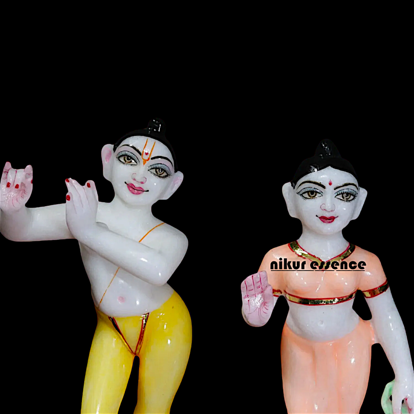 Radha Krishna colourful decor Marble idol - 10 inches