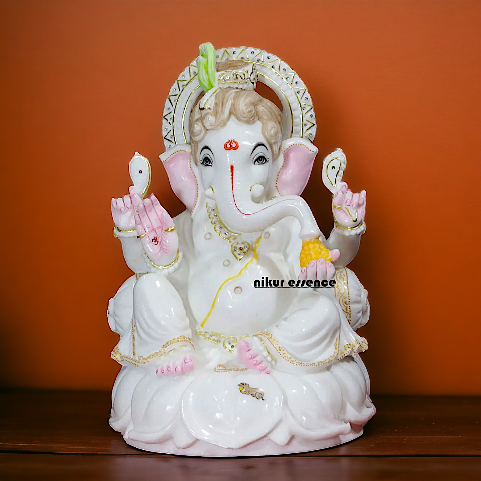 Ganesha Ganpati seated pure Marble idol - 18 Inches