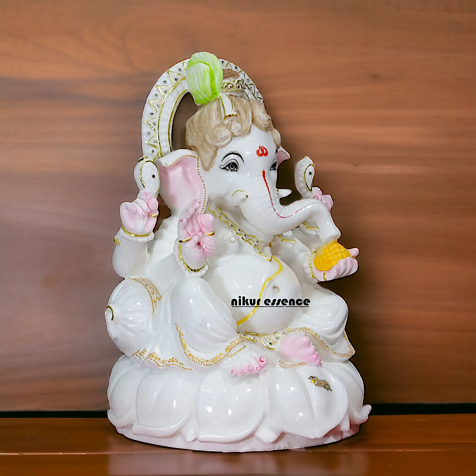 Ganesha Ganpati seated pure Marble idol - 18 Inches