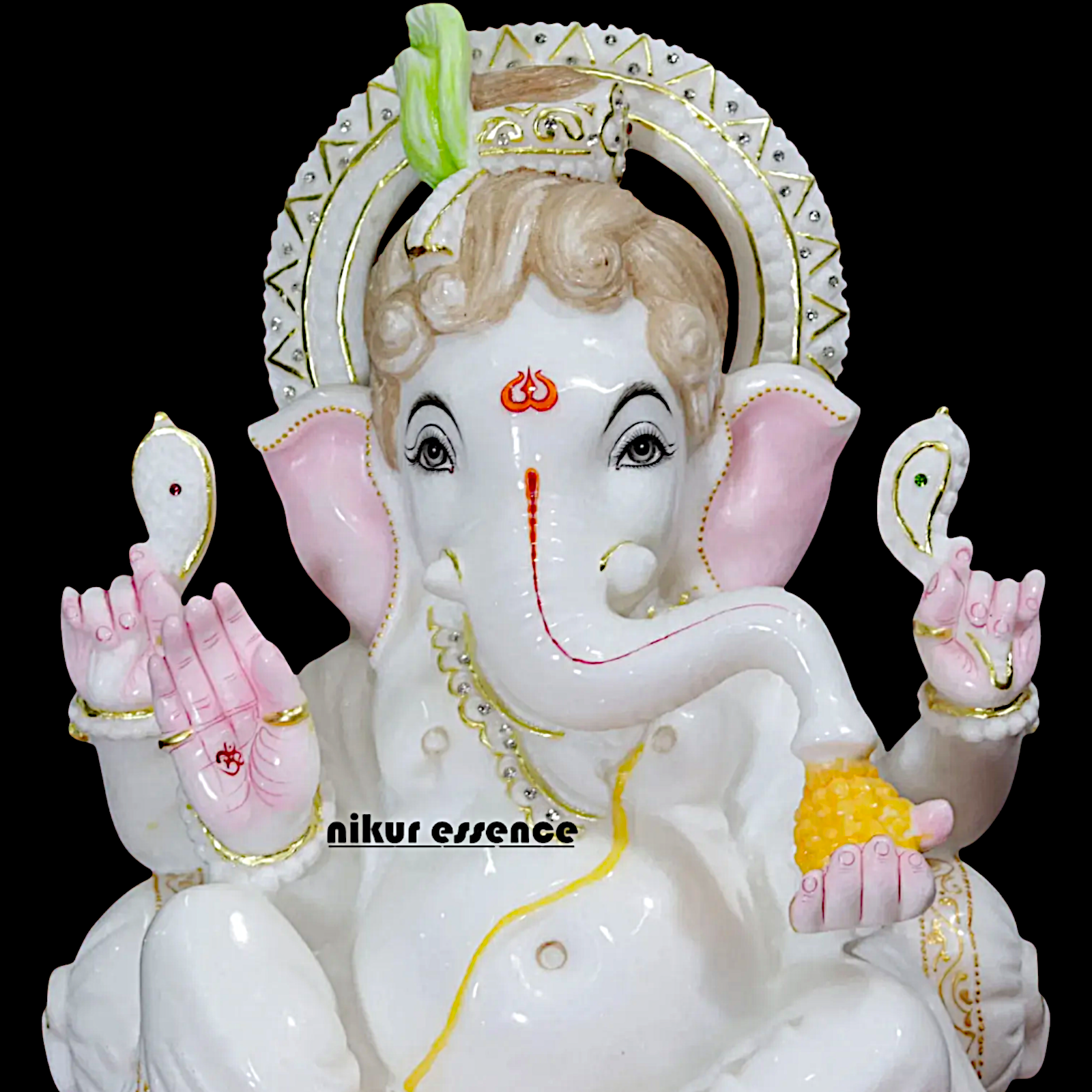 Ganesha Ganpati seated pure Marble idol - 18 Inches