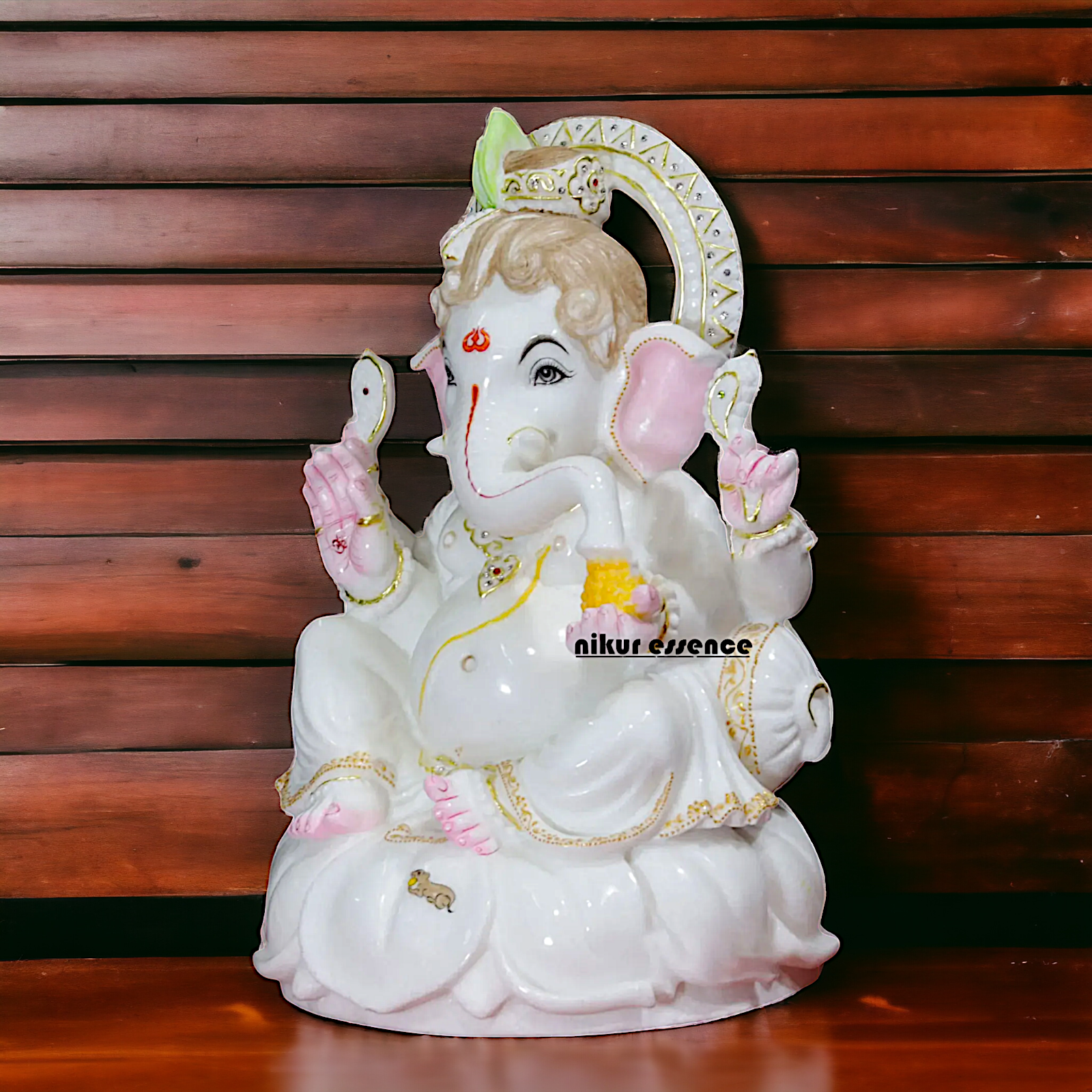 Ganesha Ganpati seated pure Marble idol - 18 Inches