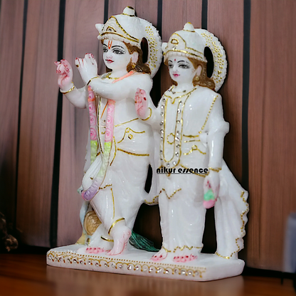 Big Radha maa krishna standing with peacock Marble idol - 3 Feet