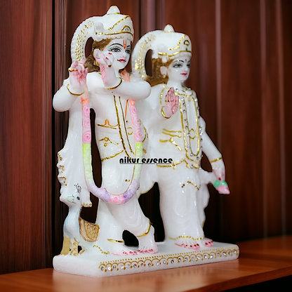 Big Radha maa krishna standing with peacock Marble idol - 3 Feet