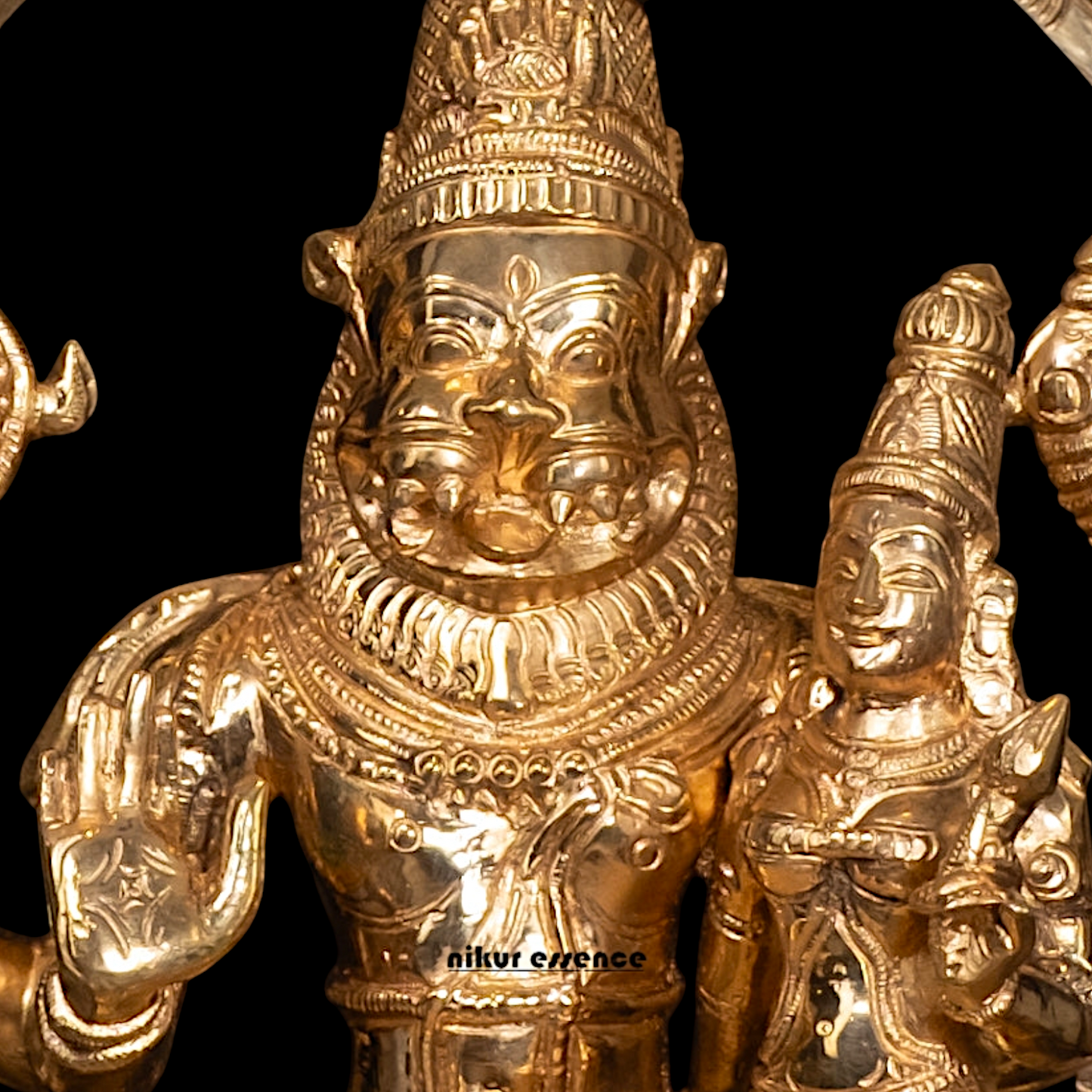 Narasimha Vishnu with Lakshmi seated Panchaloha idol - 12 Inches