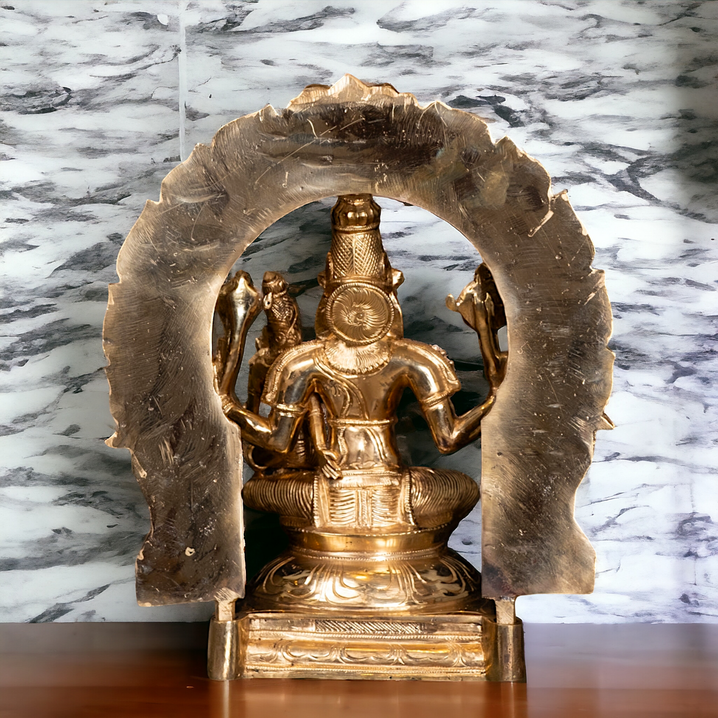 Narasimha Vishnu with Lakshmi seated Panchaloha idol - 12 Inches