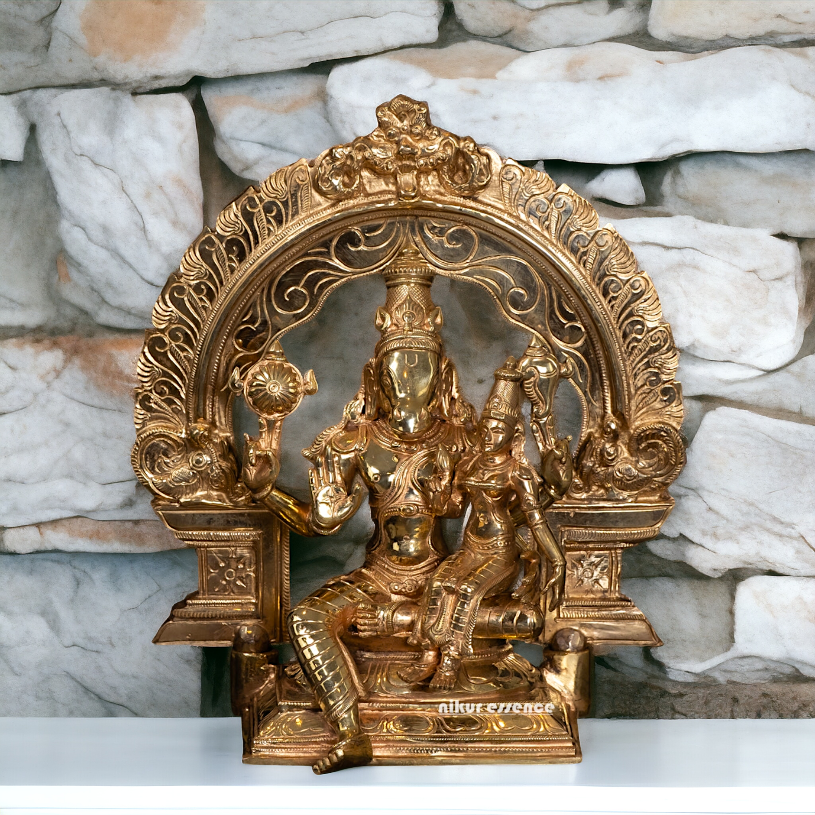 Hayagriva Vishnu and Lakshmi Panchaloha idol - 13 Inches