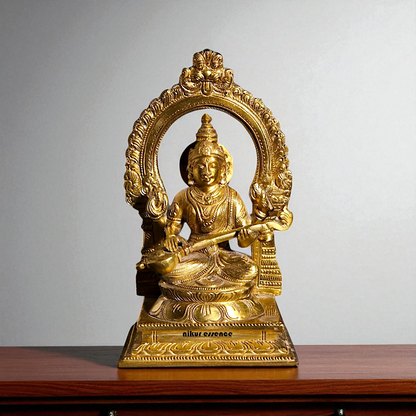 Saraswati seated Panchaloha beautiful statue - 7 Inches Nikuressence