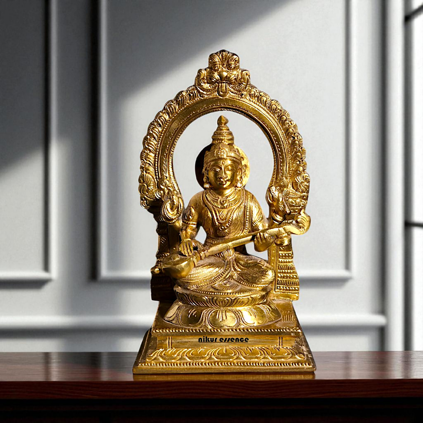 Saraswati seated Panchaloha beautiful statue - 7 Inches Nikuressence