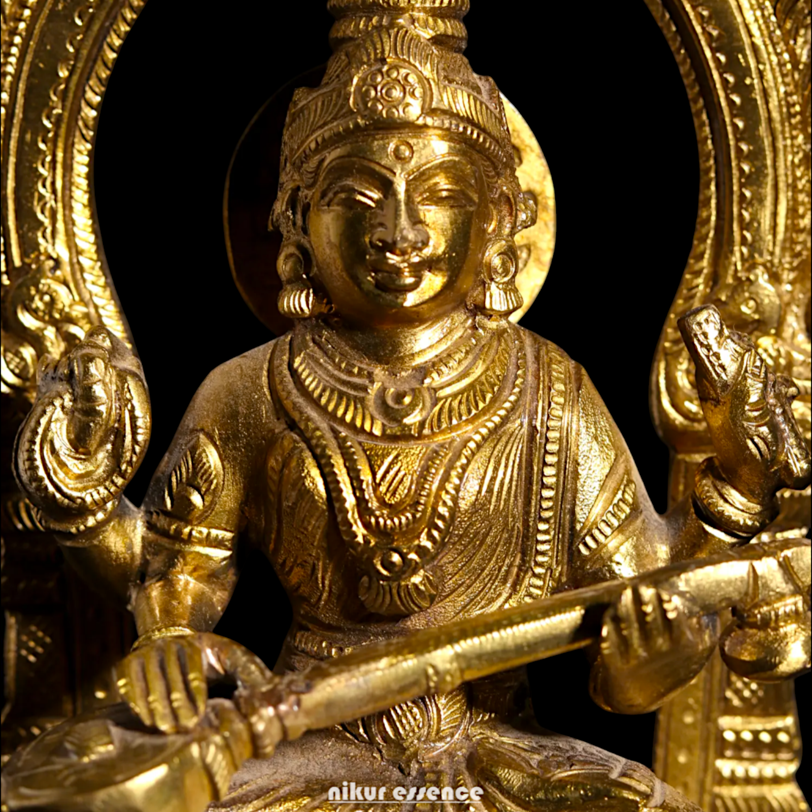 Saraswati seated Panchaloha beautiful statue - 7 Inches