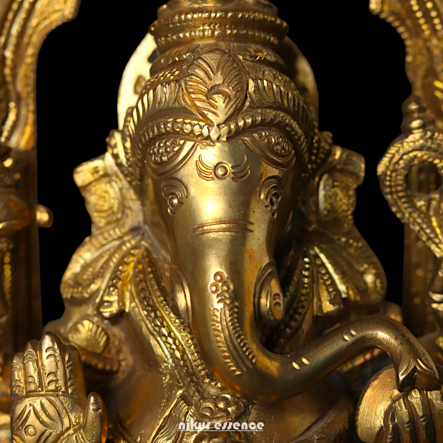 Ganesha seated on singhasan Panchaloha idol - 7 Inches